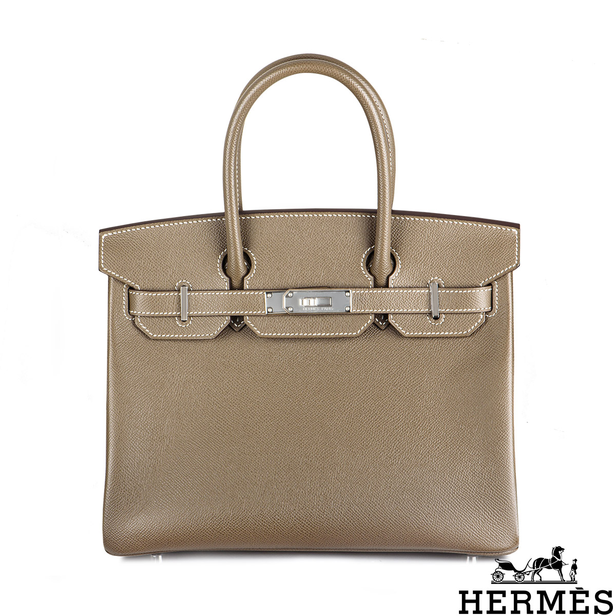 Hermes Brown Epsom Leather Palladium Hardware Birkin 30 Bag Hermes